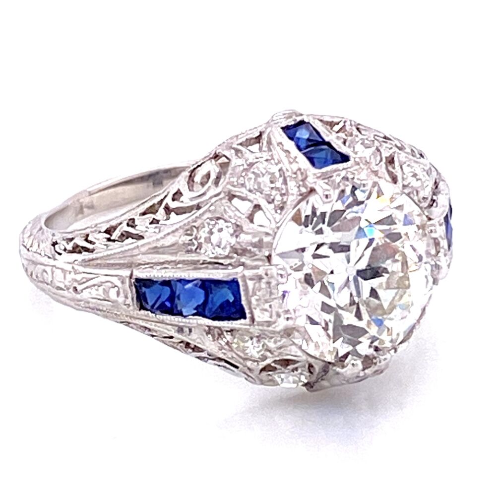 Image 2 for Platinum Art Deco 2.22ct GIA H-VS1 OEC & .22tcw Diamond Ring, s6.5