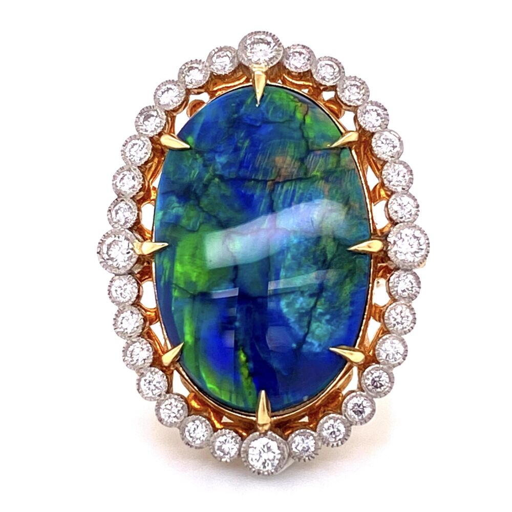 Image 2 for Platinum 18.41ct Black Opal & 1.80tcw Diamond Ring 16.9g, s7