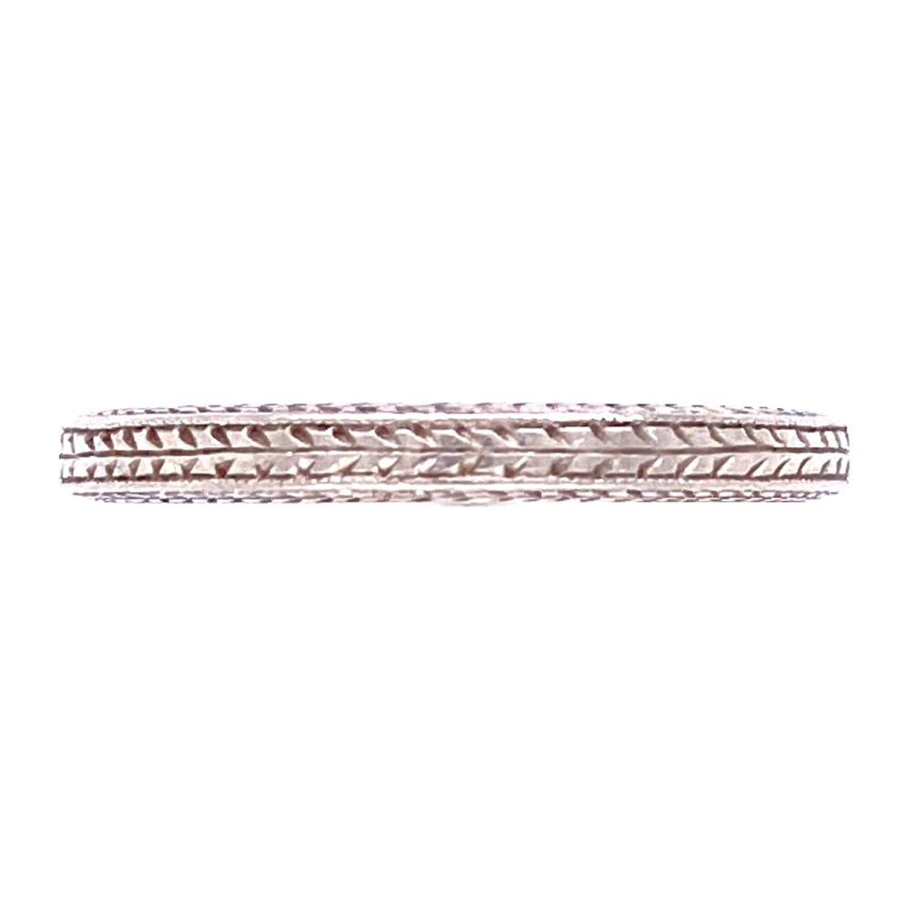 Image 2 for Platinum Art Deco Engraved Band Ring s6, c1925, 2.3g