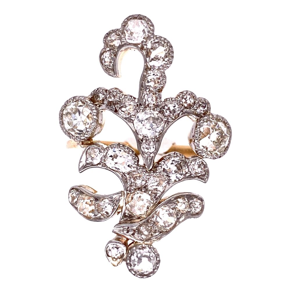 Image 2 for Platinum & 18K YG Edwardian free form Diamond cluster ring 7.5g