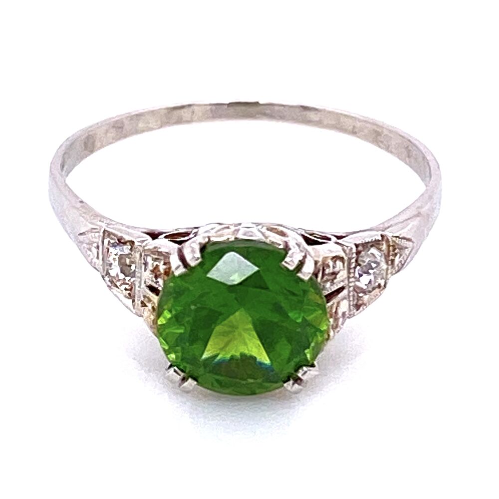 Image 2 for Platinum Art Deco 1.85ct Round Demantoid Garnet Ring 3.3g, s6.5