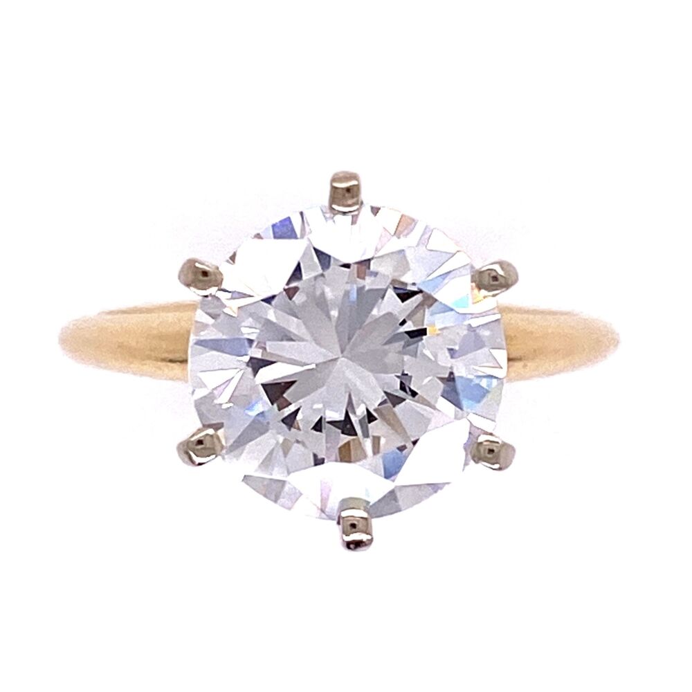 Image 2 for 14K YG 6 Prong Solitaire CZ Cubic Zirconia Ring 2.6g, s