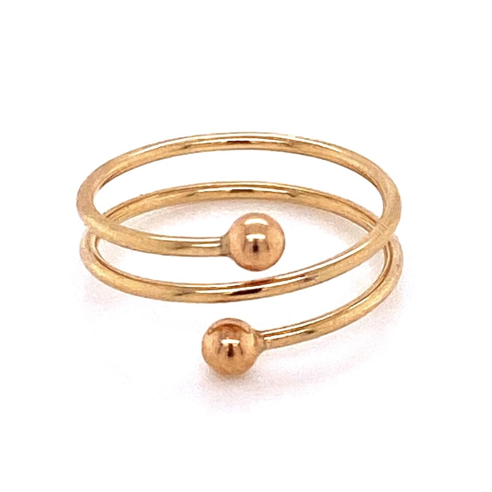 Stackable or great to be worn by itself, this ring is simple and comfortable at a great price! 14K YG 3 Row Wrap Around Ring with Ball Ends 1.1g, s