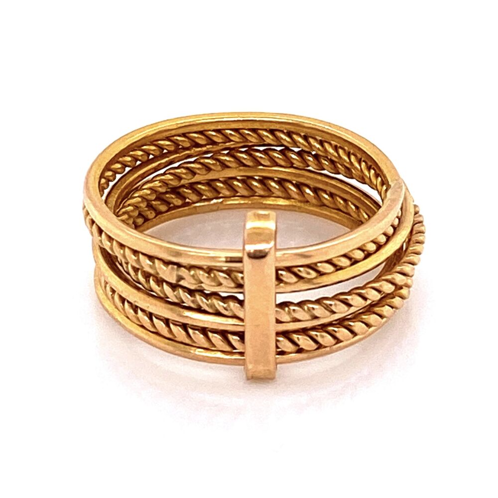 Image 2 for 14K YG 7 Row Rope & Smooth Flexible Band Ring 5.3g, s