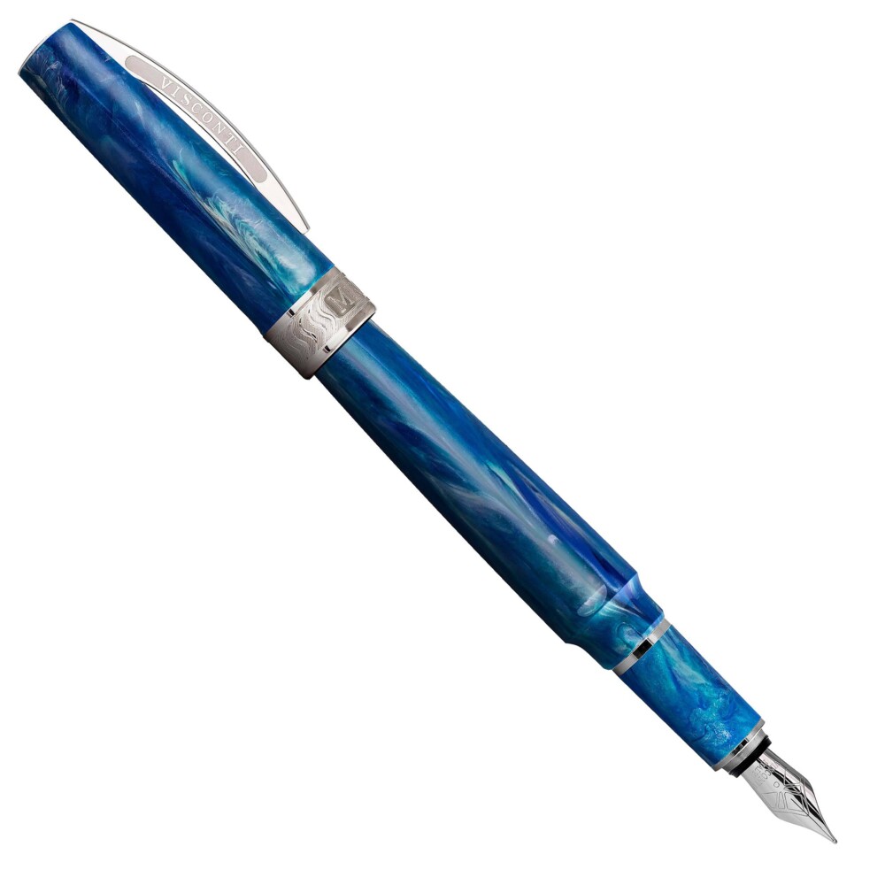 Visconti celebrates its 30th anniversary with a special pen collection: Mirage.
Its completely new concept, new nib, new color palette, distinct new character and very reasonable price make the Mirage a Visconti pen for everyone! When designing the Mirage, Visconti wanted to explore new boundaries, and gain a perspective beyond company tradition. The result is a pen, whose smooth surface alternates between fluid lines that are both concave and convex, accented by Visconti’s iconic arc clip. These reflective planes give off the appearance of colors and shapes that continuously change, like a mirage. The well-priced Mirage launches as Visconti’s newest entry level writing instrument, a considerable achievement considering the pens are entirely made in Visconti’s factory in Florence, Italy.
Always at the forefront of writing technology, Visconti’s Mirage not only brings a new design but also an abundance of innovation.
The pen’s grip and body are made from vegetal resin to offer a comfortable writing experience and aesthetic appeal.
The newly-designed magnetic closure makes sure the cap does not rotate or move when closed.
Visconti’s new German-made steel nib is smooth and precise for enjoyable writing.
The Mirage is offered as a fountain pen in your choice of six pearlescent colors with palladium-plated accents: Amber, Aqua, Coral, Emerald, Horn and Midnight Blue. Cartridge/converter fill. Visconti Mirage Fountain Pen – Aqua