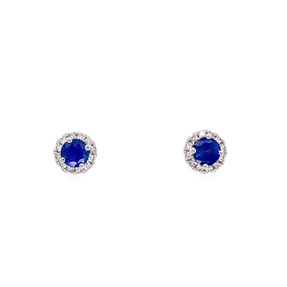 <div>Classic and easy to wear everyday, don't miss out on these perfect, petite round sapphire and diamond halo stud earrings with post and friction backs.</div><span style="font-size: 16.8px; position: initial; margin: initial;"><a href="https://youtu.be/ZiToPAneiQo" title="https://youtu.be/ZiToPAneiQo" style="text-decoration: none;">https://youtu.be/ZiToPAneiQo</a></span> 14K WG .81tcw Sapphire & Halo .19tcw Diamond Earrings