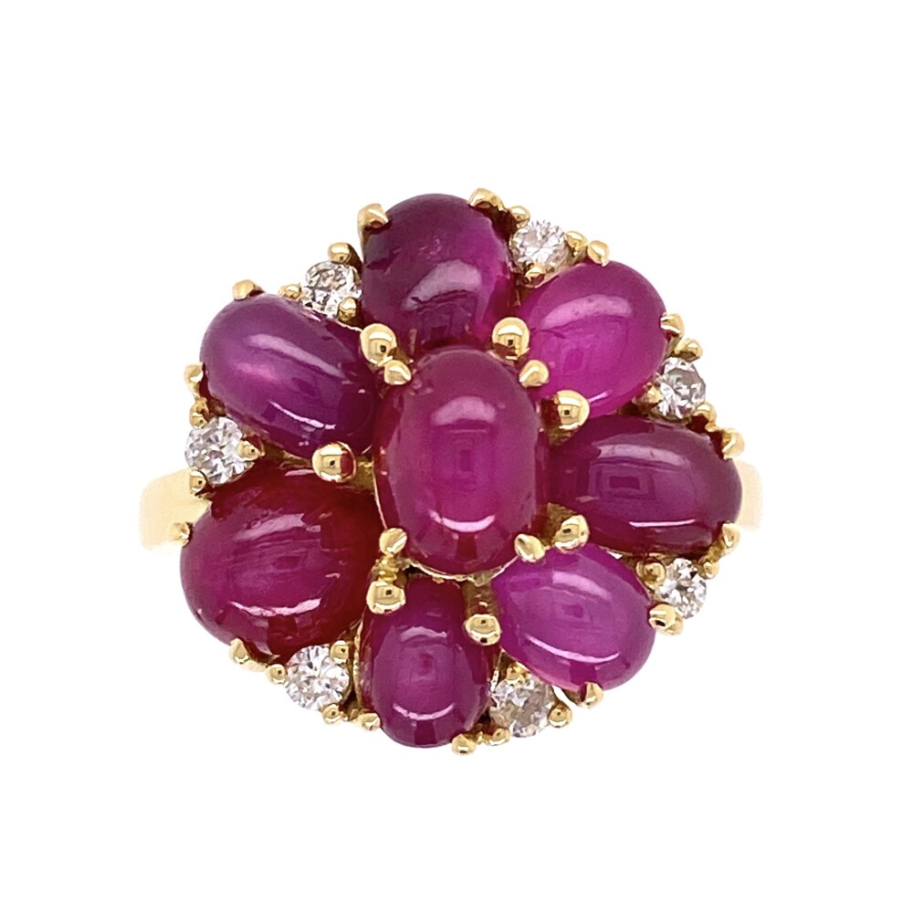 Image 2 for 18K YG 1960's 7.5tcw Burma Star Ruby Cluster Ring with .27tcw Diamonds, s7