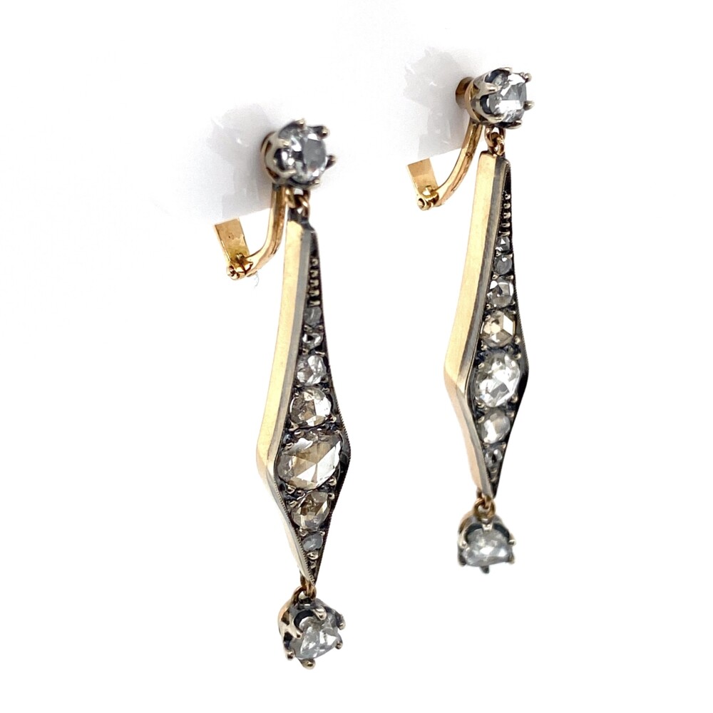 Image 2 for 18K RG Victorian 1.40tcw Diamond Drop Earrings