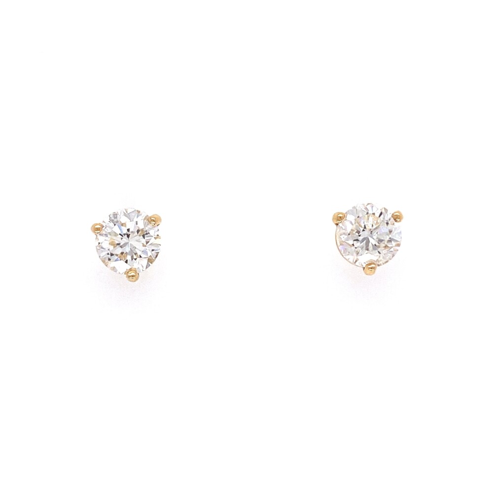 14K Yellow Gold 3 prong martini baskets post and friction backs
5.4mm diameter<div style="position: initial; margin: initial;"><span style="font-size: 16.8px; position: initial; margin: initial;"><a href="https://youtu.be/mo56HUtbqTc" title="https://youtu.be/mo56HUtbqTc" style="text-decoration: none;">https://youtu.be/mo56HUtbqTc</a></span><br style="position: initial; margin: initial;"></div> 1.27tcw Round Brilliant Diamond Studs G/H-SI2