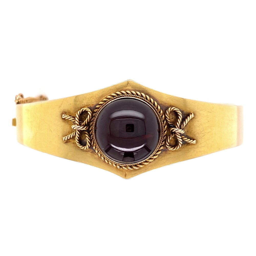 Image 2 for 18K YG Victorian Garnet Bangle Rope Design 18.1g
