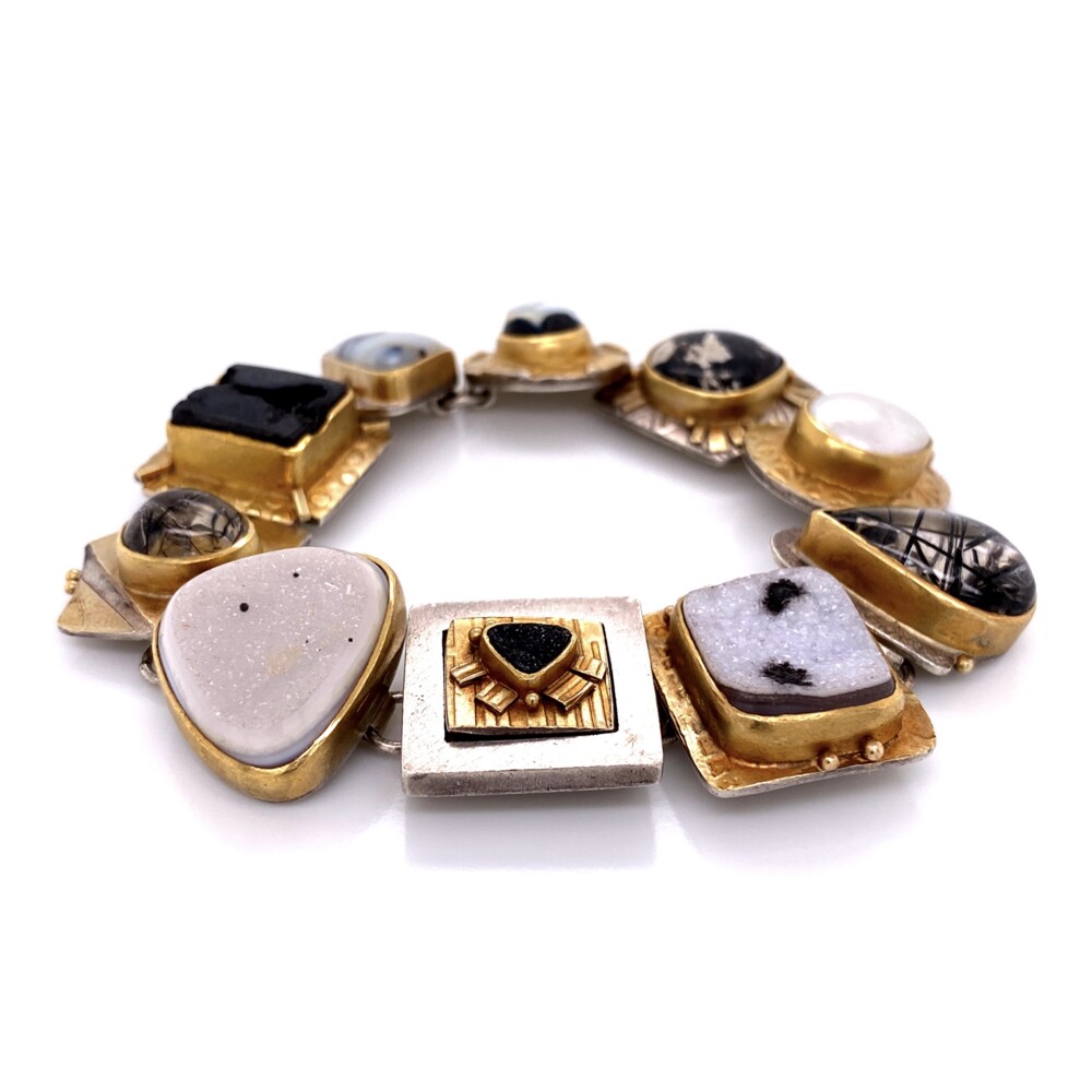 Image 2 for 18K & Sterling Sydney Lynch Gemstone Necklace & Bracelet Set 211.9g