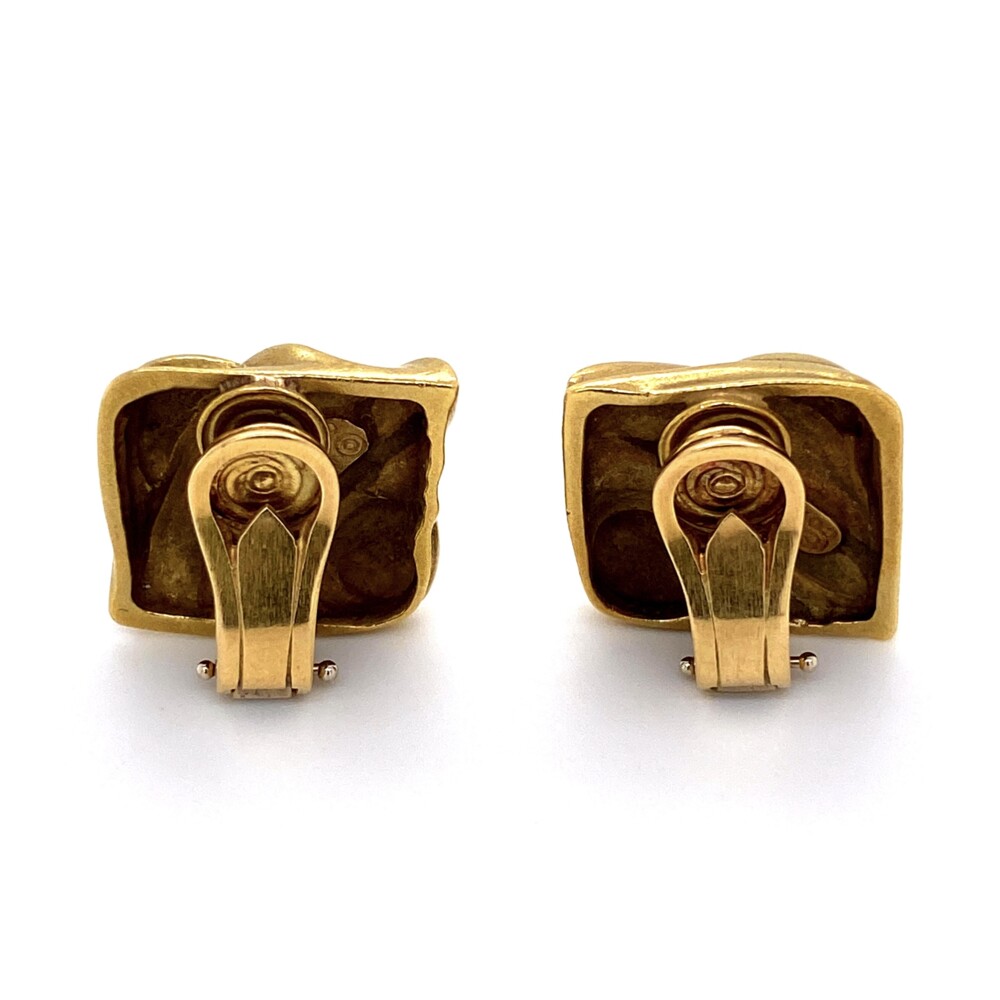 Image 2 for 18K YG KIESELSTEIN CORD Square Wave Earrings 19.6g, .75"