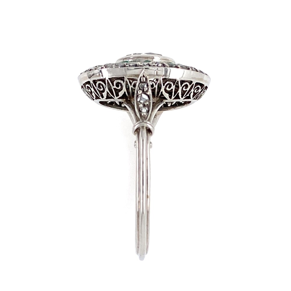 Art Deco Style ring with a 7mm center transitional diamond weighing approx. 1.35ct that is surrounded by long light emerald baguettes approx. 1.50tcw and .36tcw side diamonds<div style="position: initial; margin: initial;"><span style="font-size: 16.8px; position: initial; margin: initial;"><a href="https://youtu.be/5luZZDFHhOY" title="https://youtu.be/5luZZDFHhOY" style="text-decoration: none;">https://youtu.be/5luZZDFHhOY</a></span><br style="position: initial; margin: initial;"></div> Platinum Art Deco 1.71tcw Diamond & Emerald Ring 4.8g, s7.75