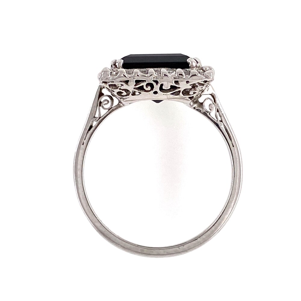 Image 2 for Platinum 6ct Dark Blue Sapphire & .20tcw Diamond Ring 4.8g, s6.5