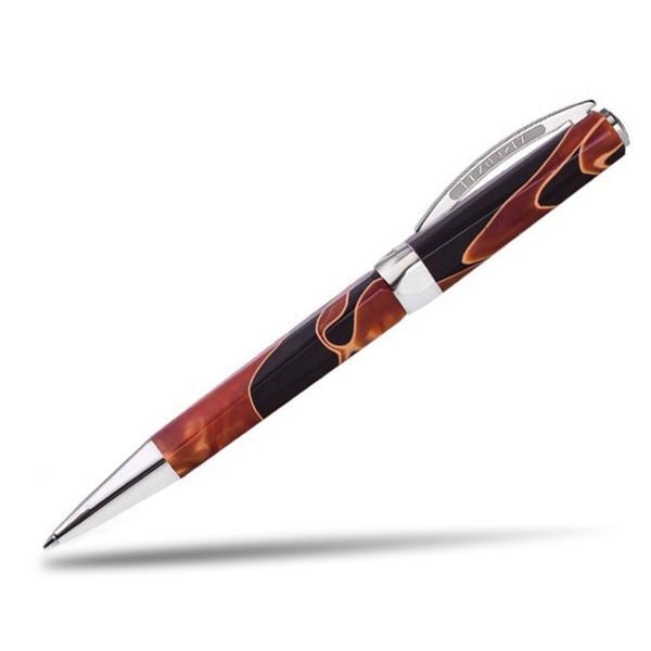 Visconti Vertigo Ballpoint Pen - Orange. Visconti never fails to surprise the users with its exceptional design, this time Visconti introduces yet another unique collection, Vertigo. The cap and the barrel creates reflective plane surfaces which run one after other, causing a continuous change of the points of view with a perspective that changes which lead to a sense of vertigo. The writing instruments come with acrylic barrel and palladium plated trims. Visconti Vertigo continues the excellent craftsmanship incorporated with high quality materials. Unique yet highly functional pen for both collectors and writers. Visconti Vertigo Ballpoint Pen Orange - Platinum 1911