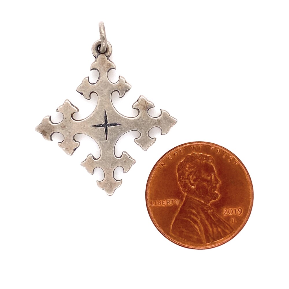 925 Sterling James Avery Square Cross Charm 2.7g Platinum 1911