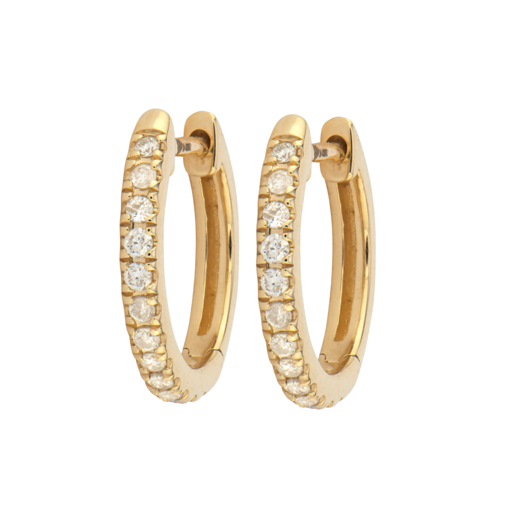 Stamped "ED 14K" 14K YG 12mm Diamond Pave Pair of Hoops