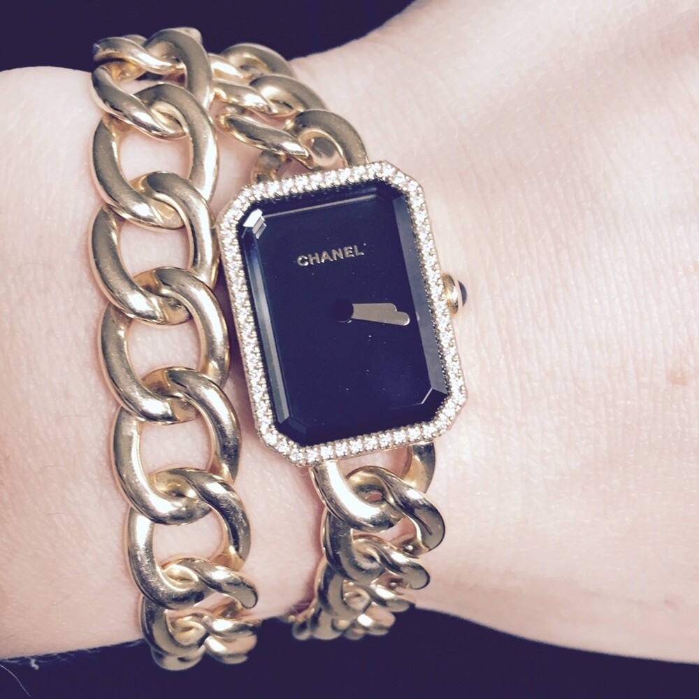 Image 2 for 18K YG Chanel H3750 Diamond Watch Double Wrap Curb Link Bracelet