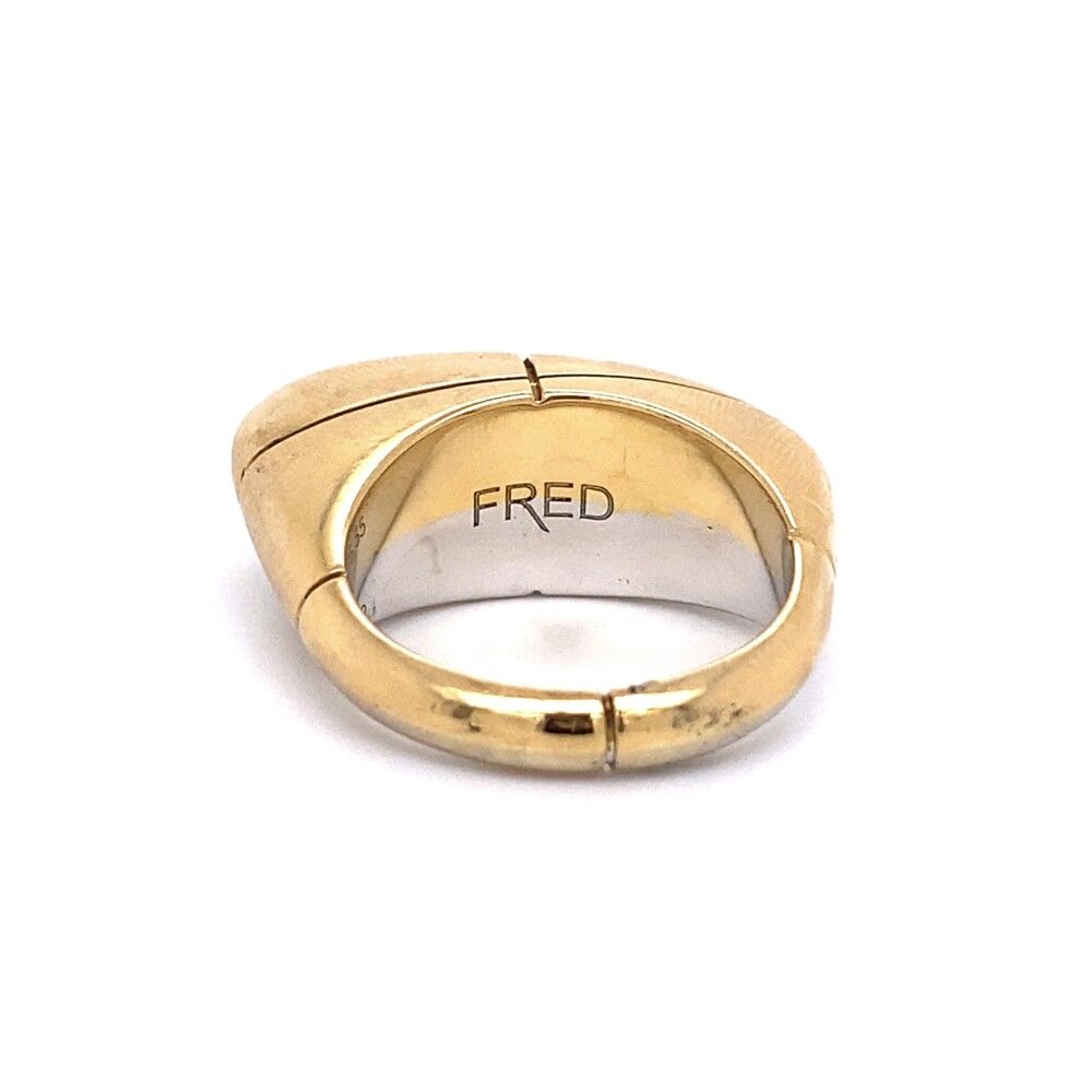 Modern FRED 2tone offset dome bean ring c1970. FRED 2 tone 18K Offset Dome Bean Ring 11.1g, s7.25