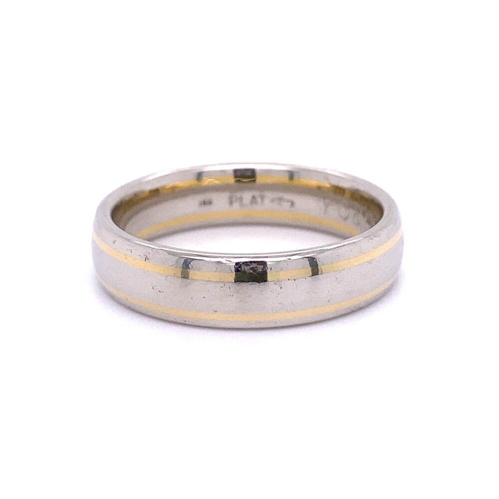 Platinum & 18K Mens 6mm Band Ring 15.7g, s12