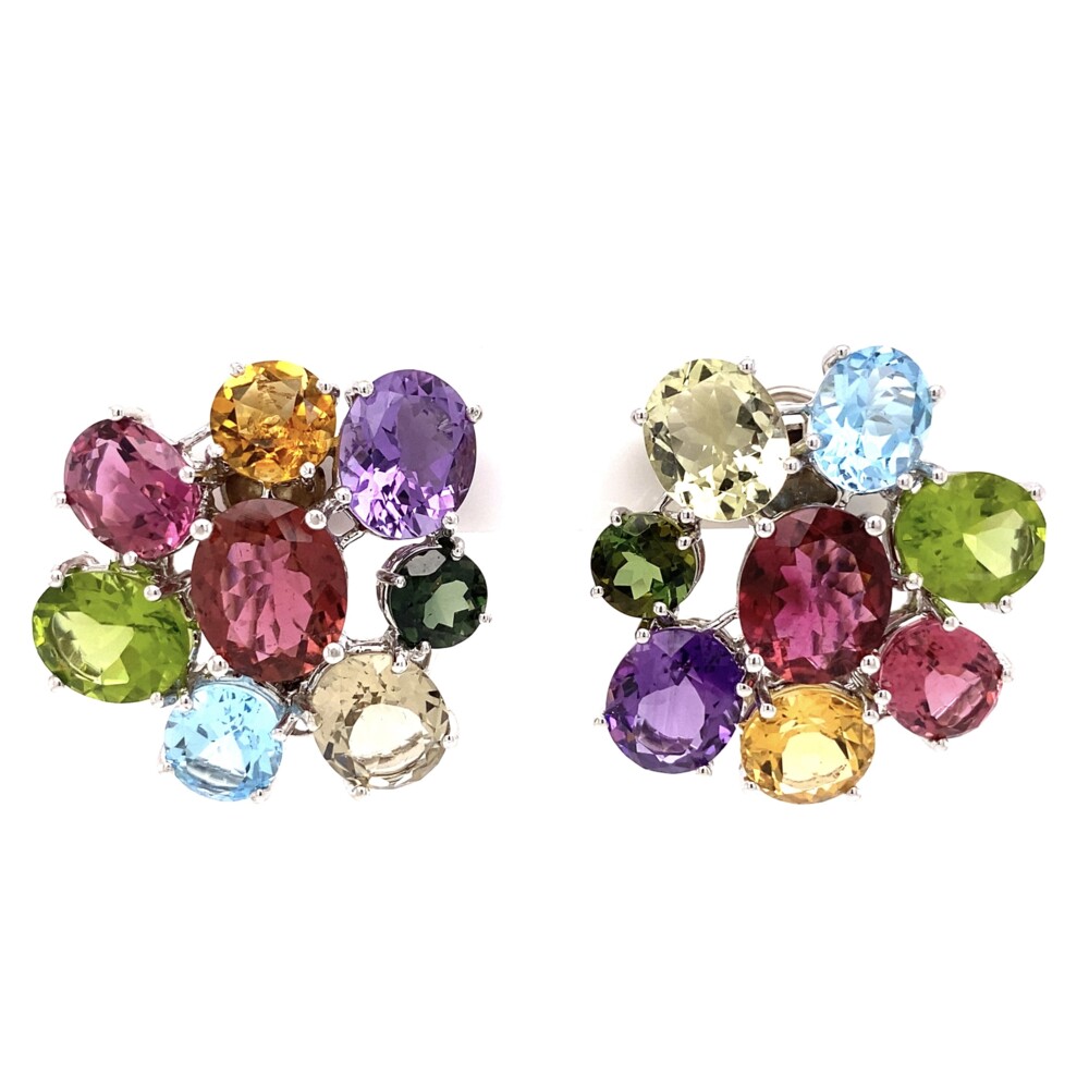 18K WG ASPREY Gemstone Earrings 38.28tcw 29.1g, 1.3"