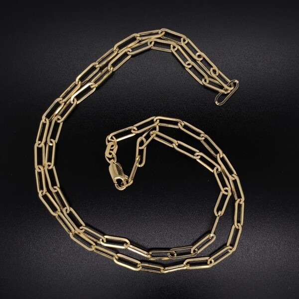 Closeup photo of 14K Yellow Gold Paper Clip Chain 3.6g, 20"