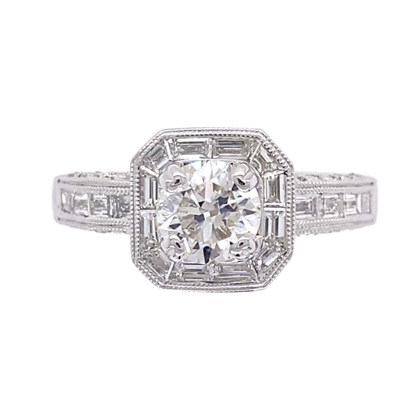 Closeup photo of 18K WG .83ct Round Brilliant Diamond Ring F-I1 GIA & .75tcw 5.0g, s6.75 #2225044125