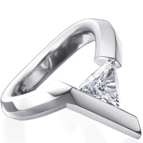 In stock, in platinum. Contact us for style variations. T2-V Pt950 .81 Ct TR H SI1