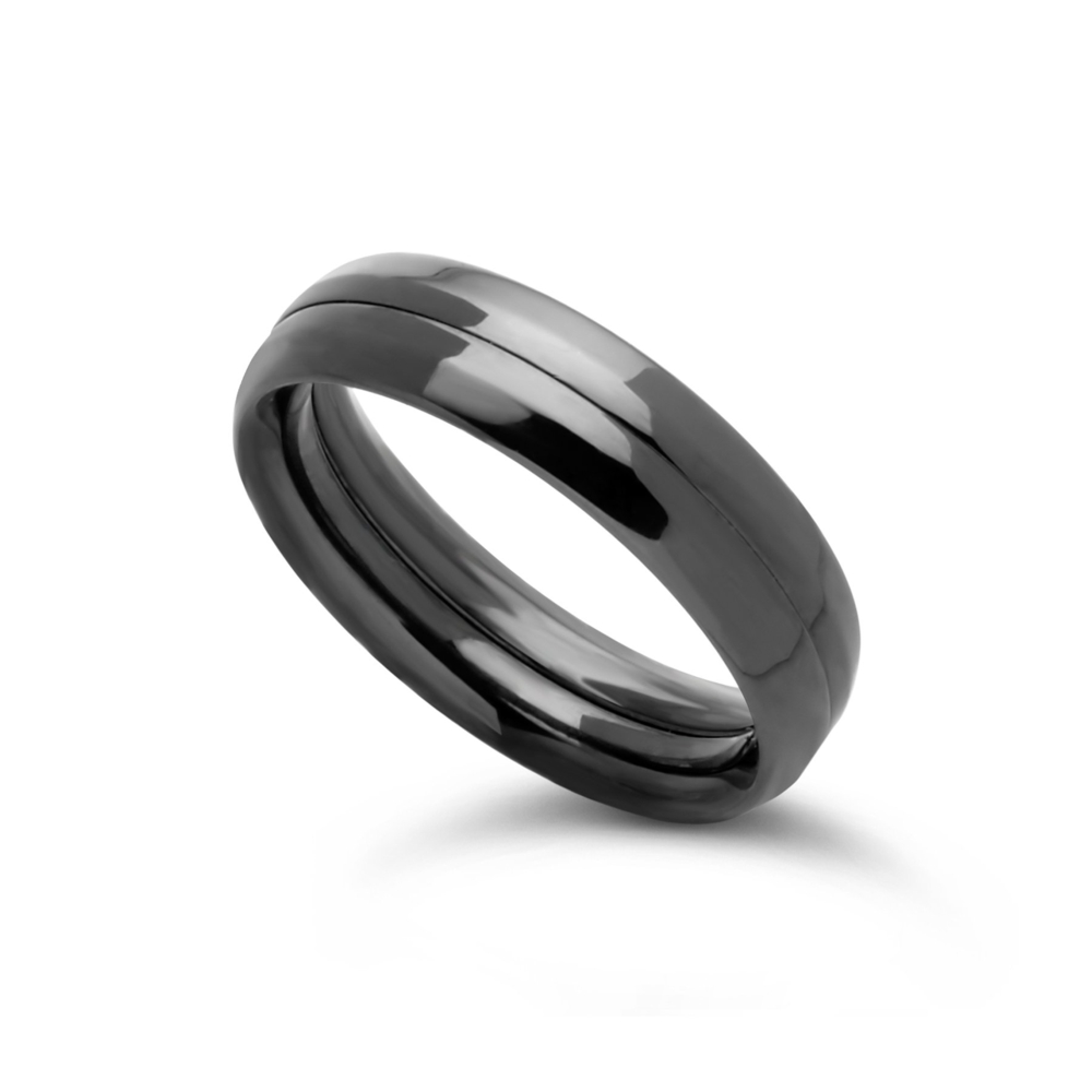 In stock, Midnight Blue 2-Gether Kissing Band is available exclusively in Midnight Blue Polarium, our magnetic platinum alloy in 6mm width. Engraving on one side included. Fees apply for additional engraving. Please Inquire for pricing for sizes above a 64. Call for details. Polarium Pt 777 Midnight Blue 2-Gether Kissing Band 6.5 mm