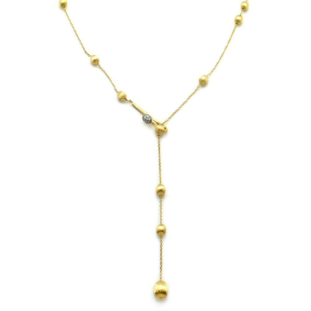 This incredibly lovely 18K yellow gold bolo wrap necklace brought to you by Nanis Fine Jewelry and Italian designer Laura Bicego brings remarkable distinction. Dancing In The Rain Bolo Wrap Necklace