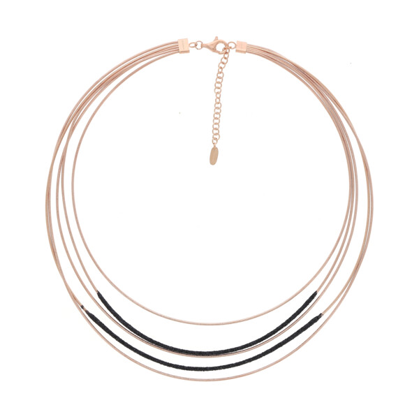 Closeup photo of Dna Spring/polvere Di Sogni Five-strand Necklace (Rose Gold And Black Dust)