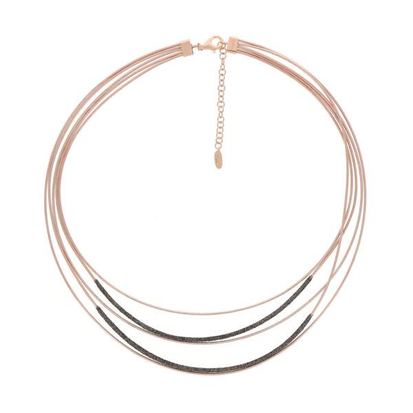 Closeup photo of Dna Spring/polvere Di Sogni Five-strand Necklace (Rose Gold And Dark Brown Dust)