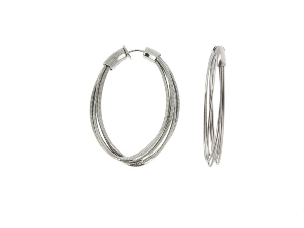 Closeup photo of Dna Spring Small Oval Hoop Earrings (Ruthenium)