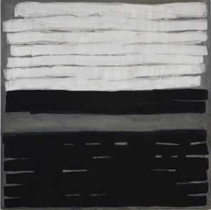 With spirit and enthusiasm, this acrylic wall art is filled with action and expression. Featuring strong thick horizontal lines in black and white against a gray background, Enigma #33 represents artist Loren Yagoda’s aspiration to stimulate and explore emotions. Enigma #33