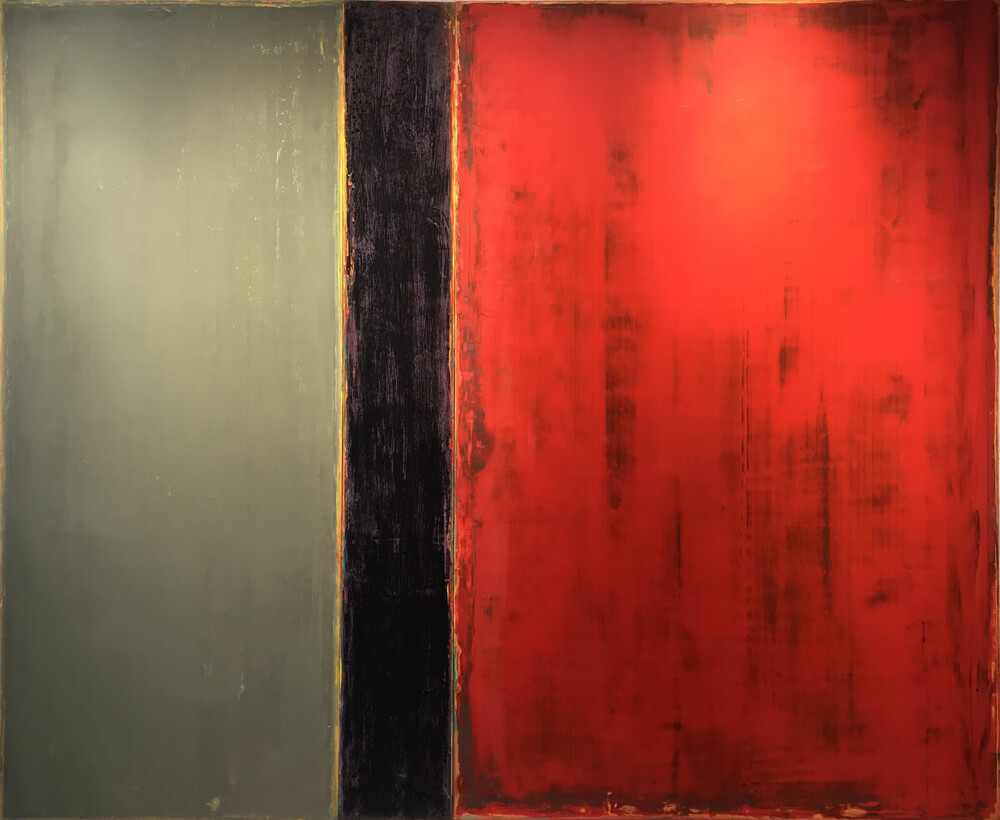 This framed piece of acrylic on wood panel wall art by David Rothermel adds accent to any room. Marbella features grey, black and red color tones. Marbella