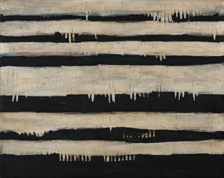 With spirit and enthusiasm, this acrylic wall art is filled with action and expression. Featuring horizontal white lines that bleed into horizontal black lines, Life’s Layers #101 represents artist Loren Yagoda’s aspiration to stimulate and explore emotions. Life's Layers #101
