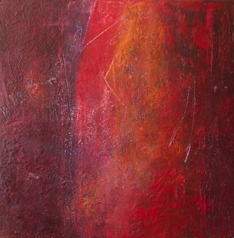 This absolutely absorbing piece of abstract art is derived from artist Rebecca Sobin's internal landscape. Featuring textures and layers applied by hand, color and form develop through improvisational wandering to create a story that is unique to each individual viewer. Intuition