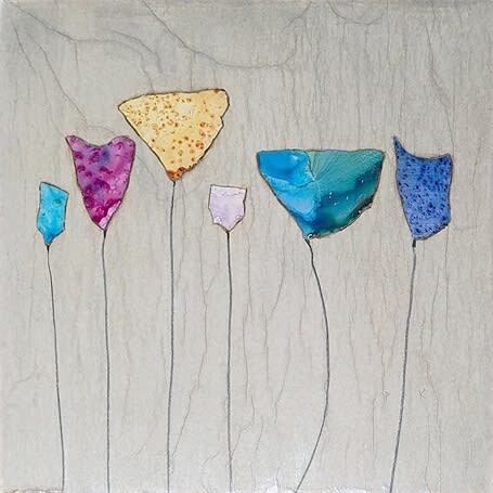This mixed media on wood panel wall art by Peter Kuttner is a lively and colorful piece with intoxicating texture and depth. Part of the artist’s Cut-Out series, Surprisingly Quick resembles a collection of flourishing flowers. Surprisingly Quick
