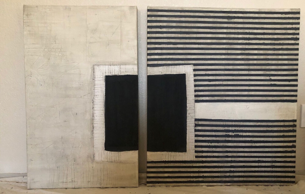 This calm, quiet acrylic wall art by Loren Yagoda offers a silent place to set your eyes so that you can have a moment of absence of thought. With no subject matter to define or bold colors to stimulate, it features quiet, mathematical silence across two separate panels. Untitled