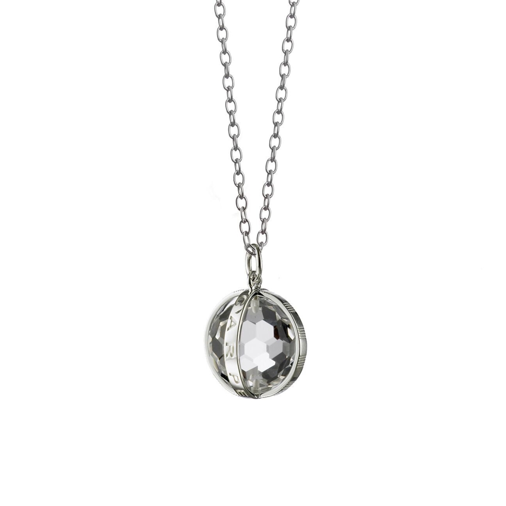 This visually striking sterling silver Carpe Diem charm brought to you by Monica Rich Kosann brings elegance and beauty. It features gorgeous rock crystal and comes with a 30" oval link chain. Carpe Diem Rock Crystal Charm