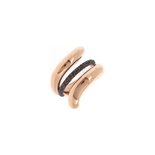 Closeup photo of Small Metal Snake Ring w/Polvere Accent Rose Gold Dark Brown Polvere