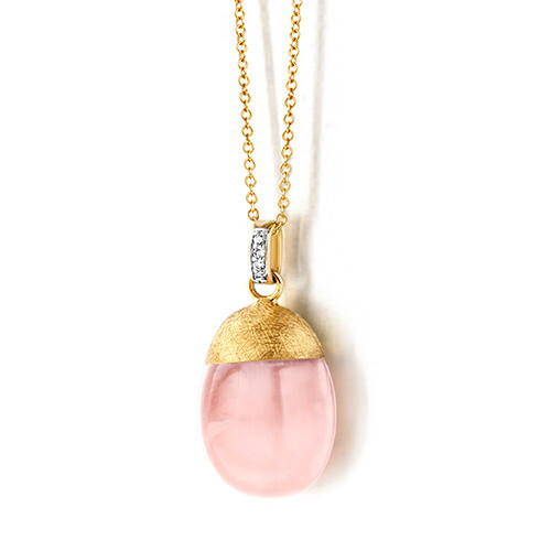 Closeup photo of Dancing Color Pink Chalcedony Necklace