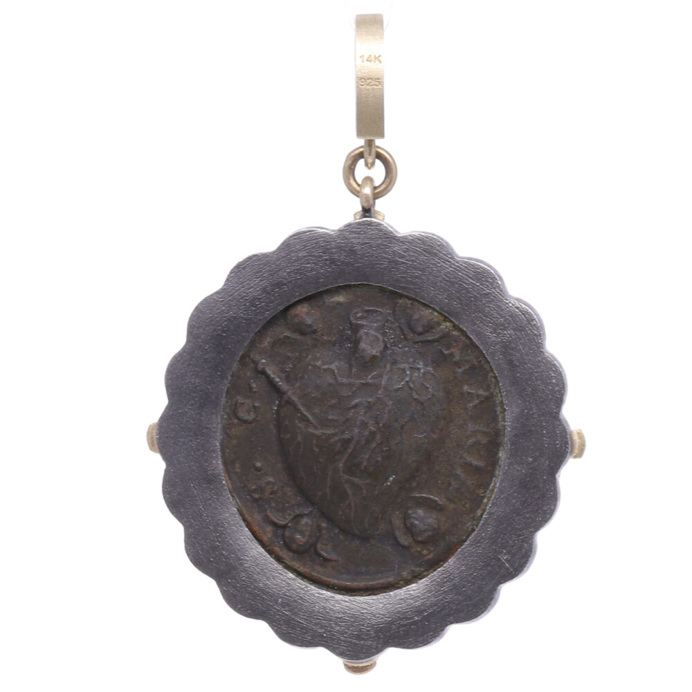 Image 2 for Antique Sacred Heart with Cherubs Pendant