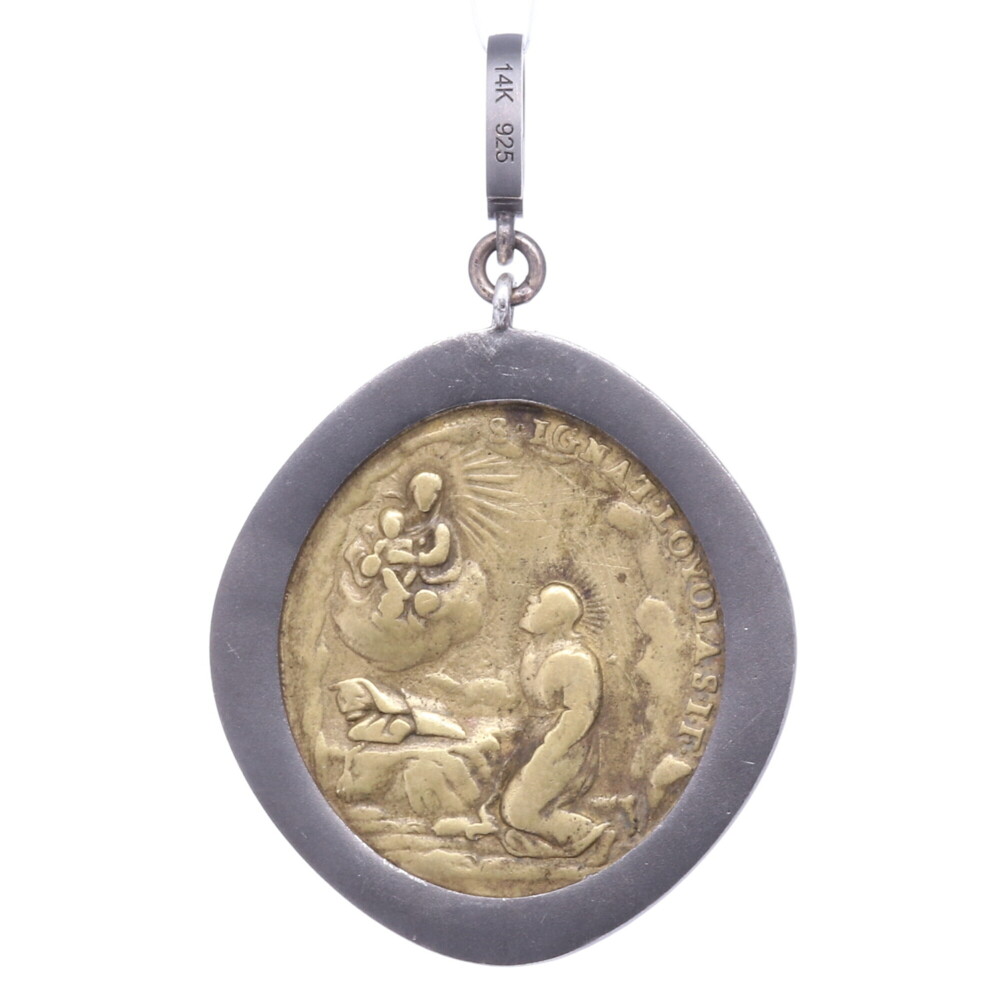 Image 2 for Brass Sacred Heart with Cherubs Pendant