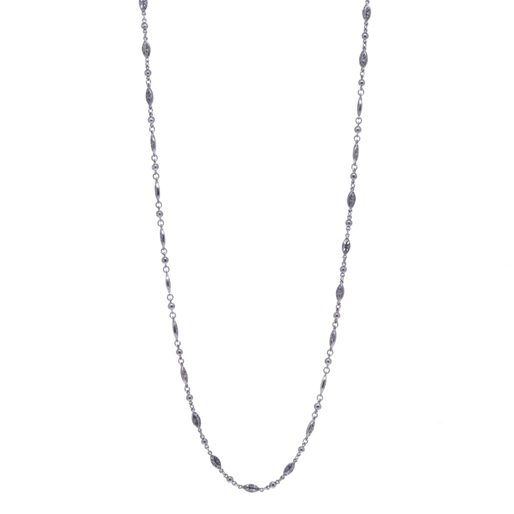 Image 2 for Tiny Polished Marquise Rhodium Sterling Chain Link Necklace