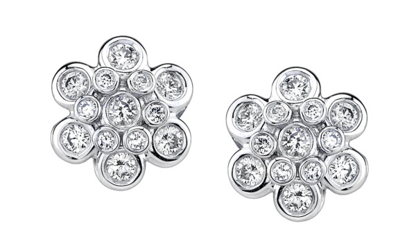 Closeup photo of Domed Diamond Earrings