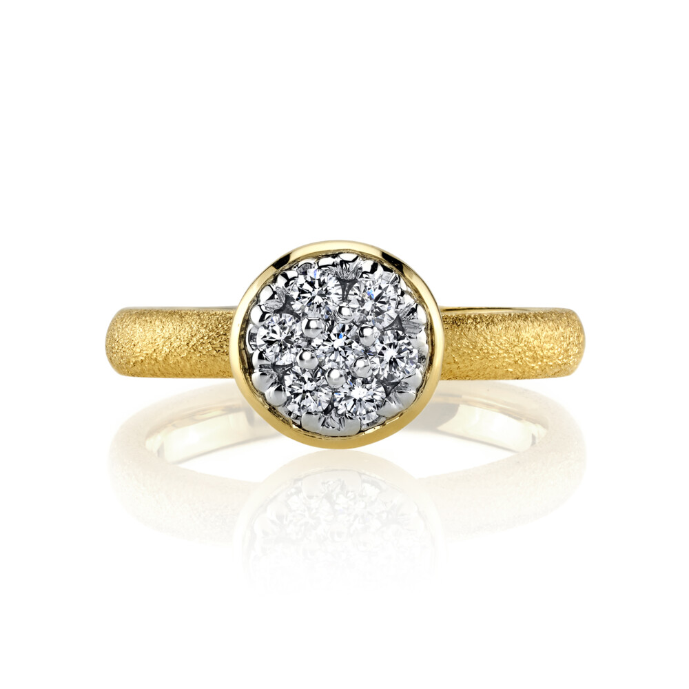 This absolutely marvelous 18K yellow gold and 18K white gold ring brought to you by Aaron Henry Designs brings unmatched elegance. It features a dazzling 0.28 carat diamond with aspen finish. Diamond Ring With Aspen Finish