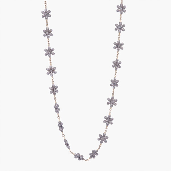 Closeup photo of Small Diamond Floral Link Chain 21"