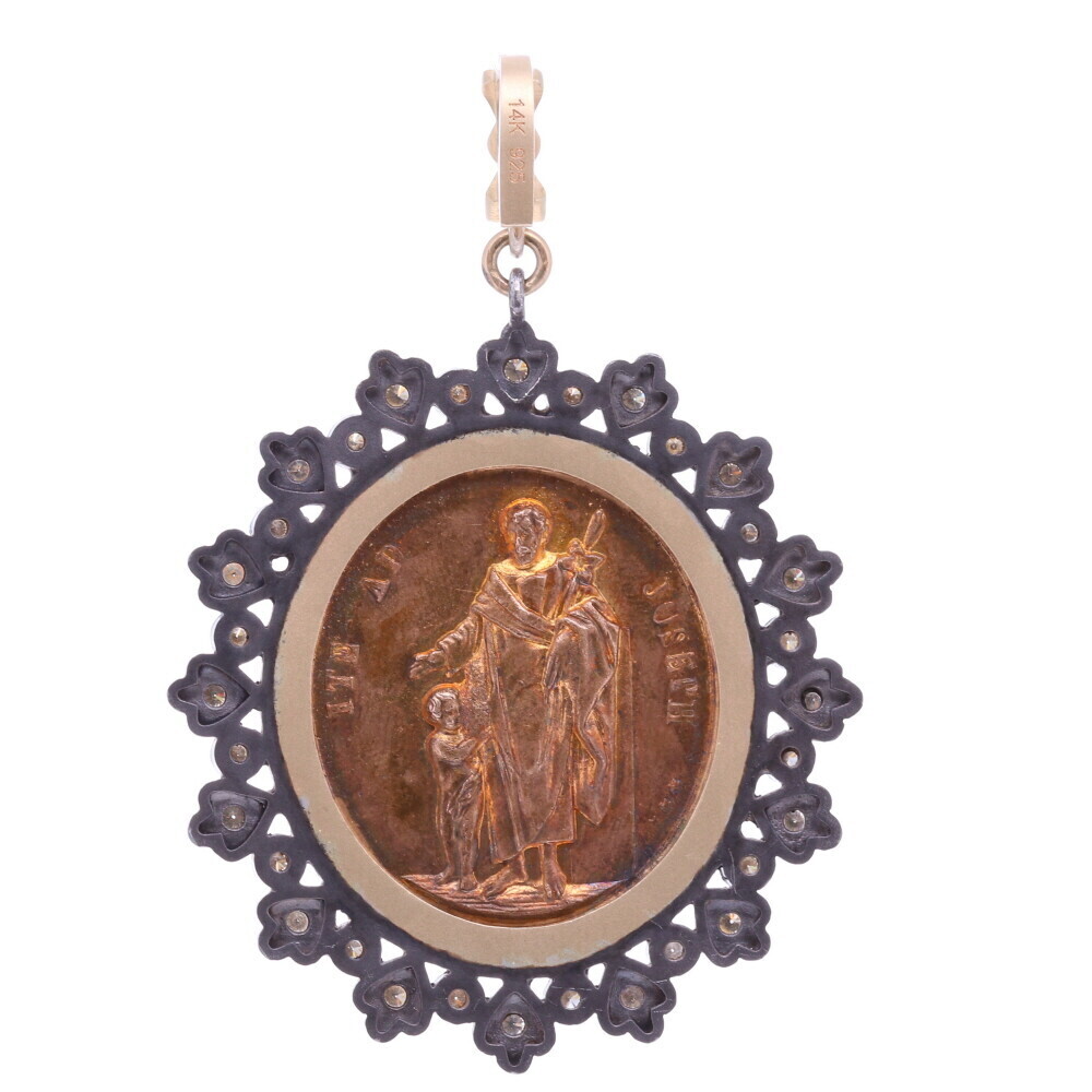 Image 2 for French Guardian Angel and St. Joseph Pendant