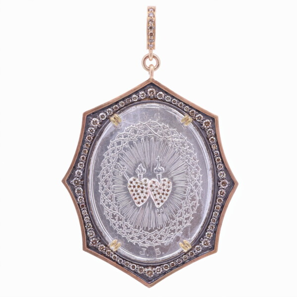 Closeup photo of French Sacred & Immaculate Heart Pendant